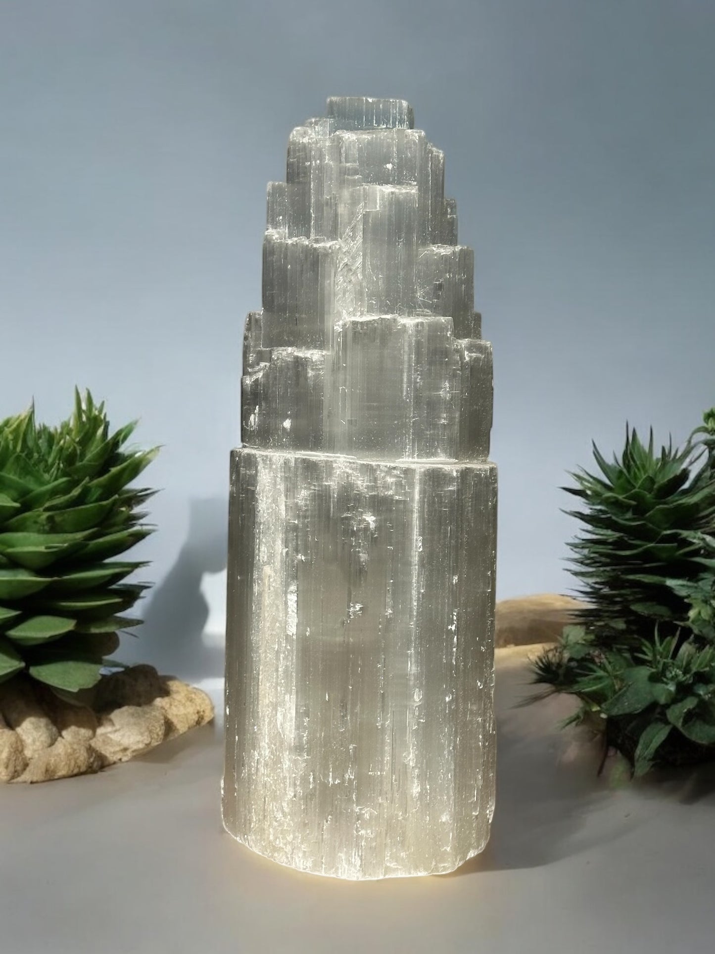 Selenite Tower Lamp – 26” | Includes Cable & Bulb