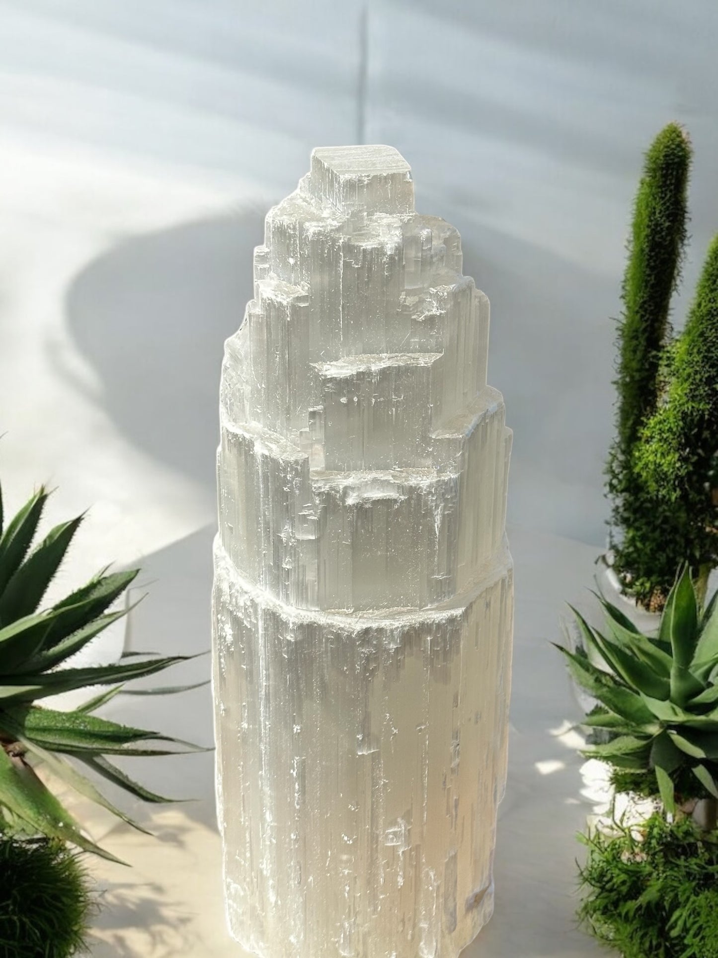 Selenite Tower Lamp – 26” | Includes Cable & Bulb